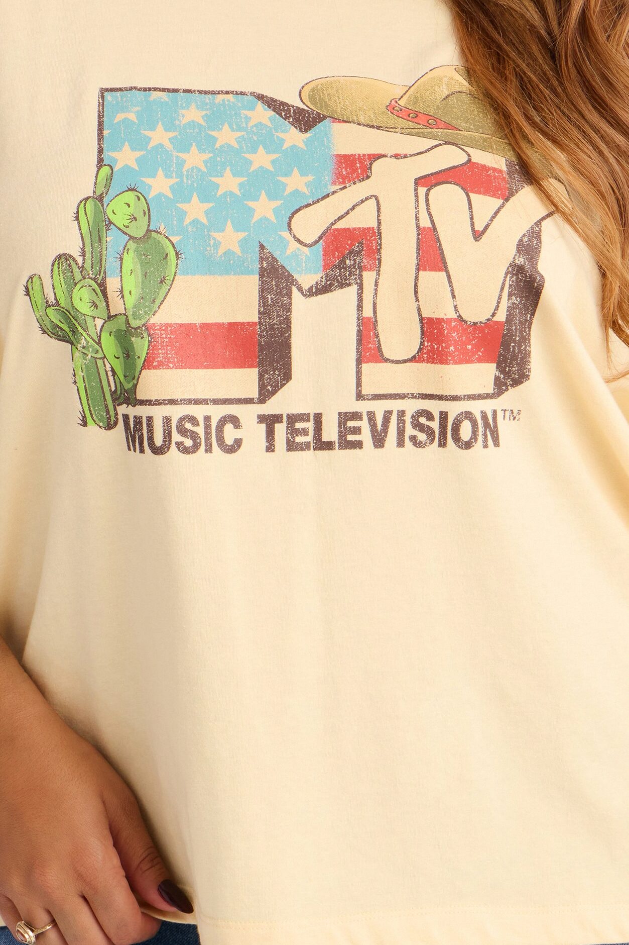 MTV Western Boxy Tee - Butter Yellow