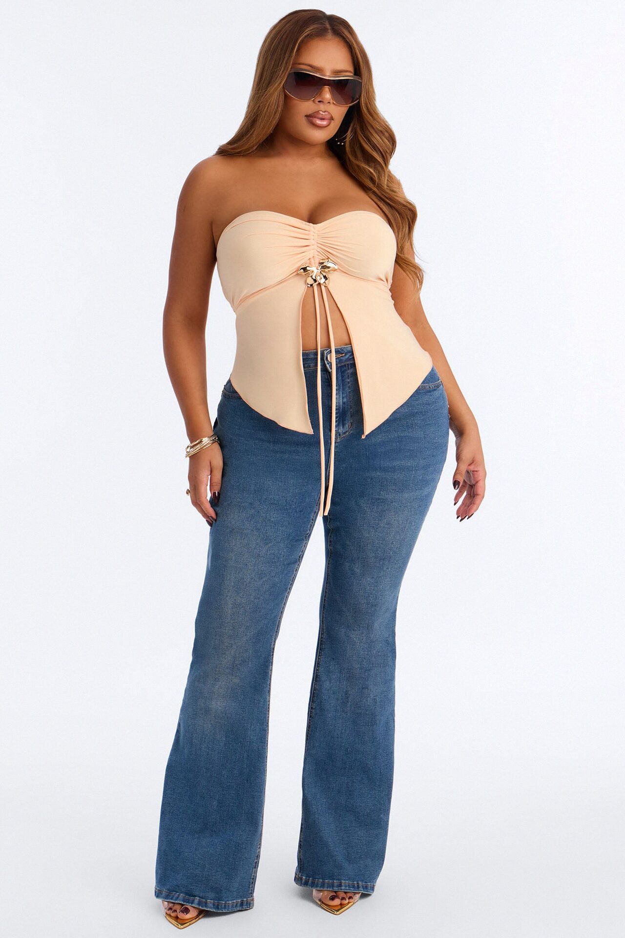 Penelope Hardware Flyaway Tube Top - Peach