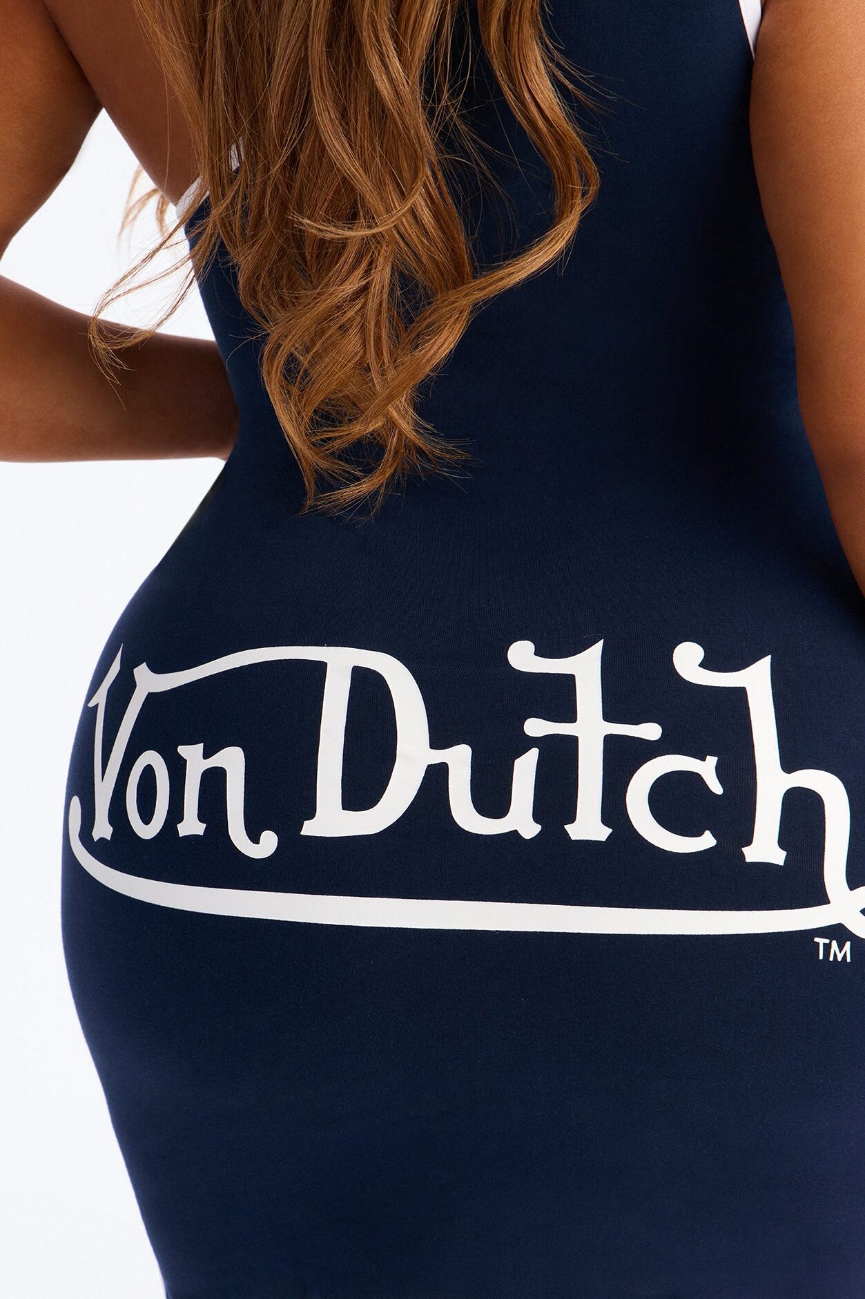 Von Dutch Off Shoulder Mini Dress - Navy
