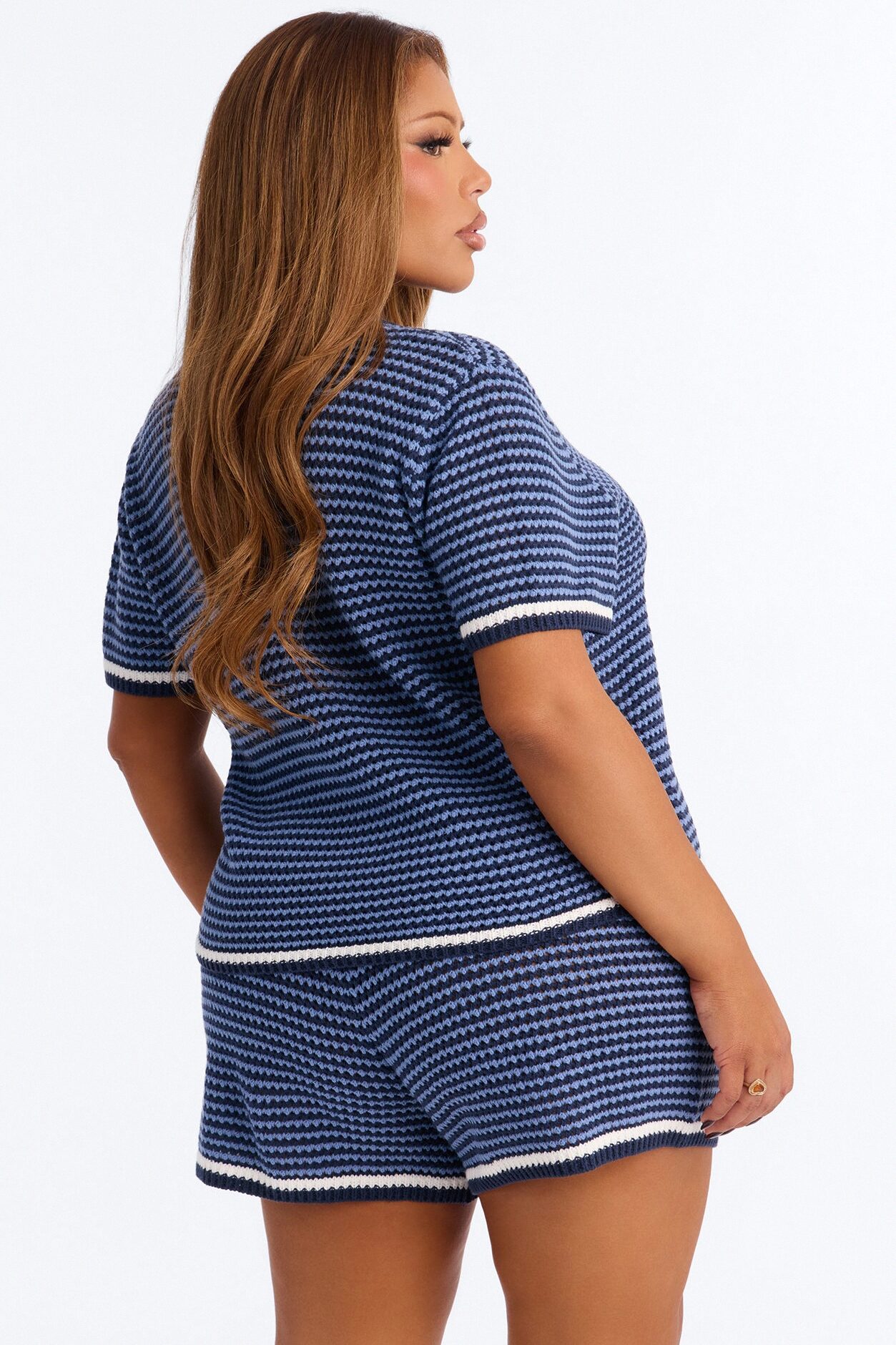 Feel The Breeze Crochet Short Set - Navy