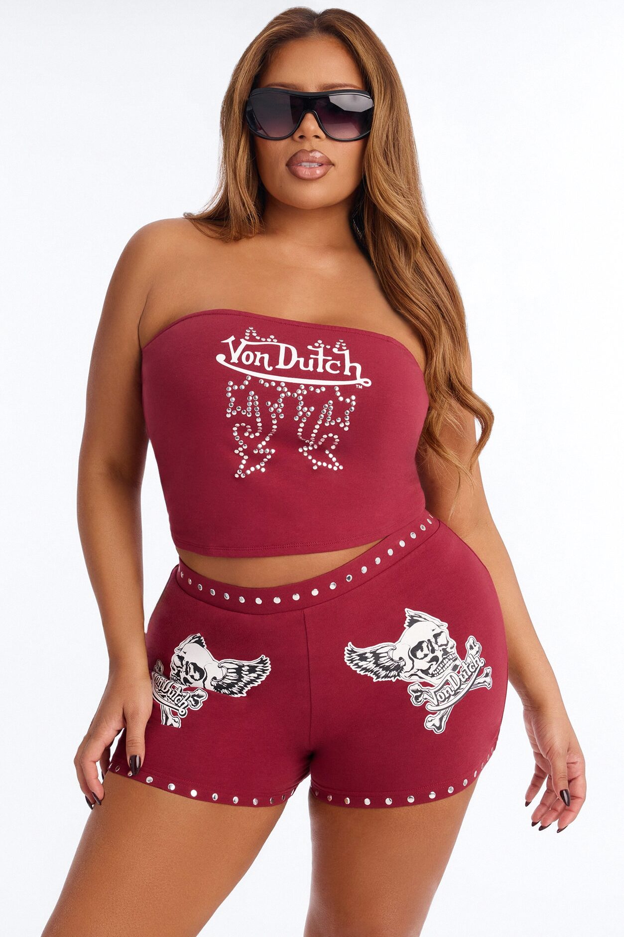 Von Dutch Out West Tube Top - Burgundy