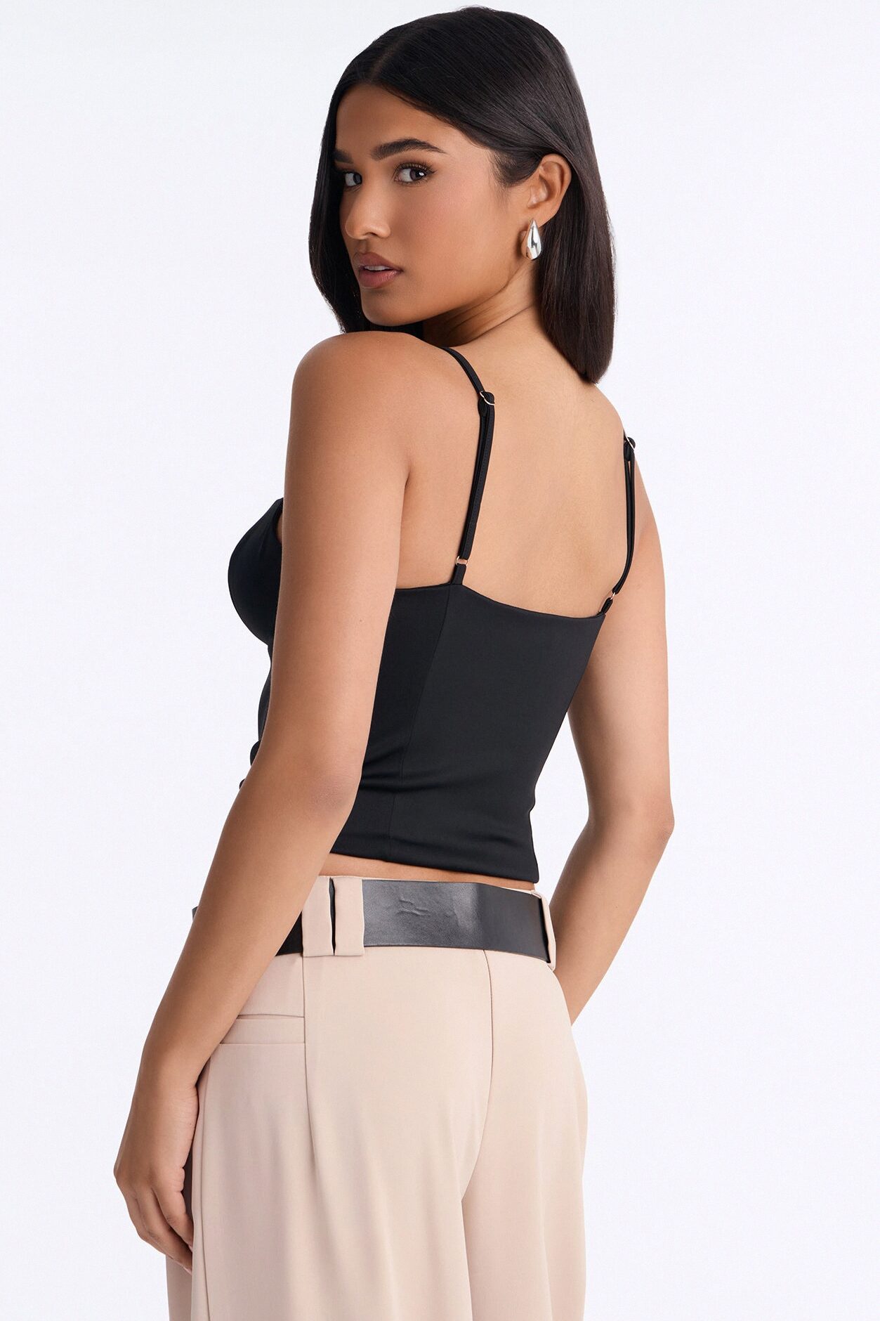 Rhyan Belted Sleeveless Top - Black