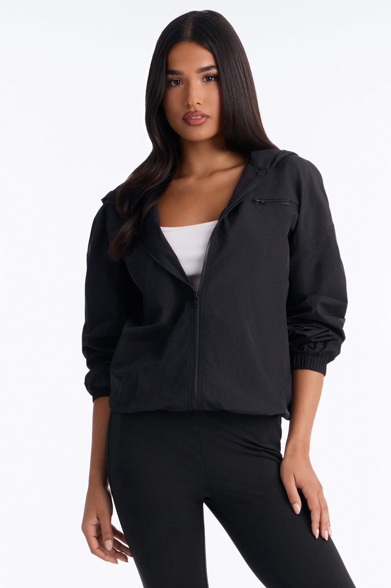Brandy Windbreaker Capri Set - Black