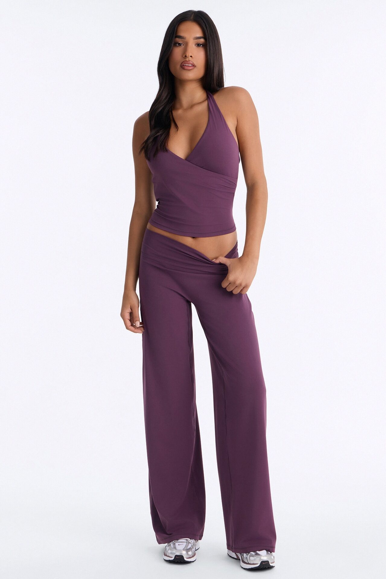 Riley Active Surplice Pant Set - Plum