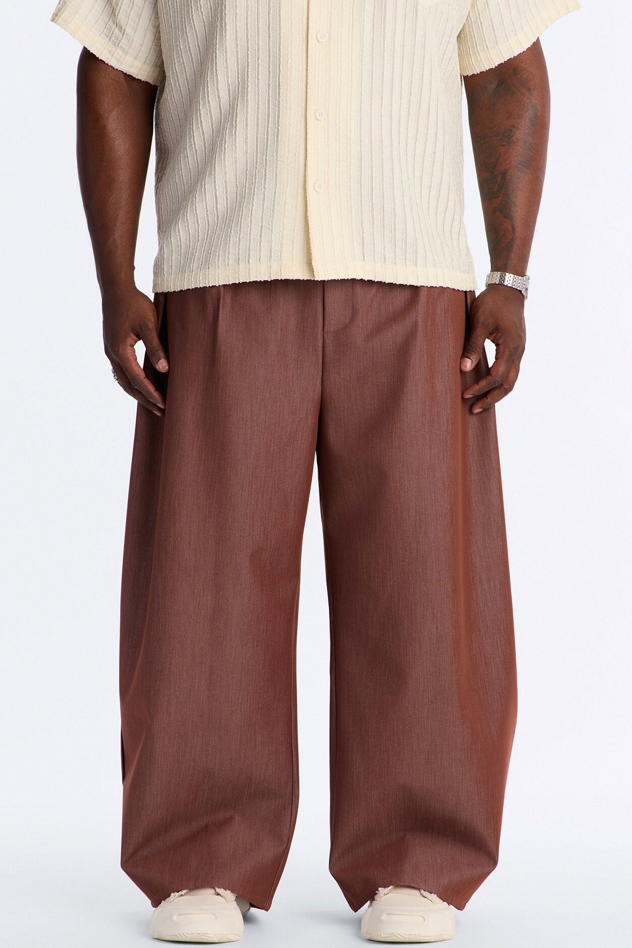 Barrel Bold Flow Trousers - Brown
