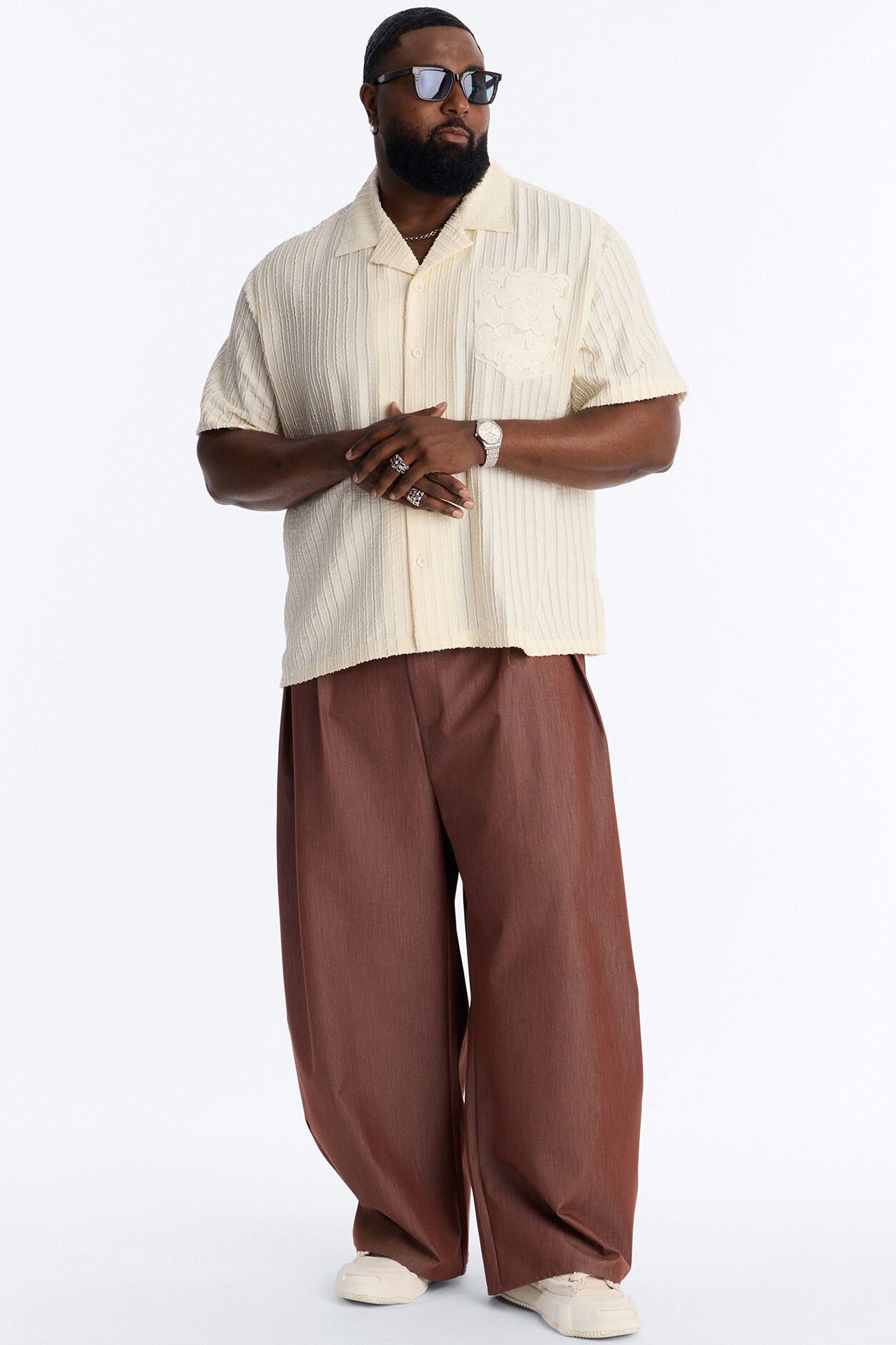 Barrel Bold Flow Trousers - Brown