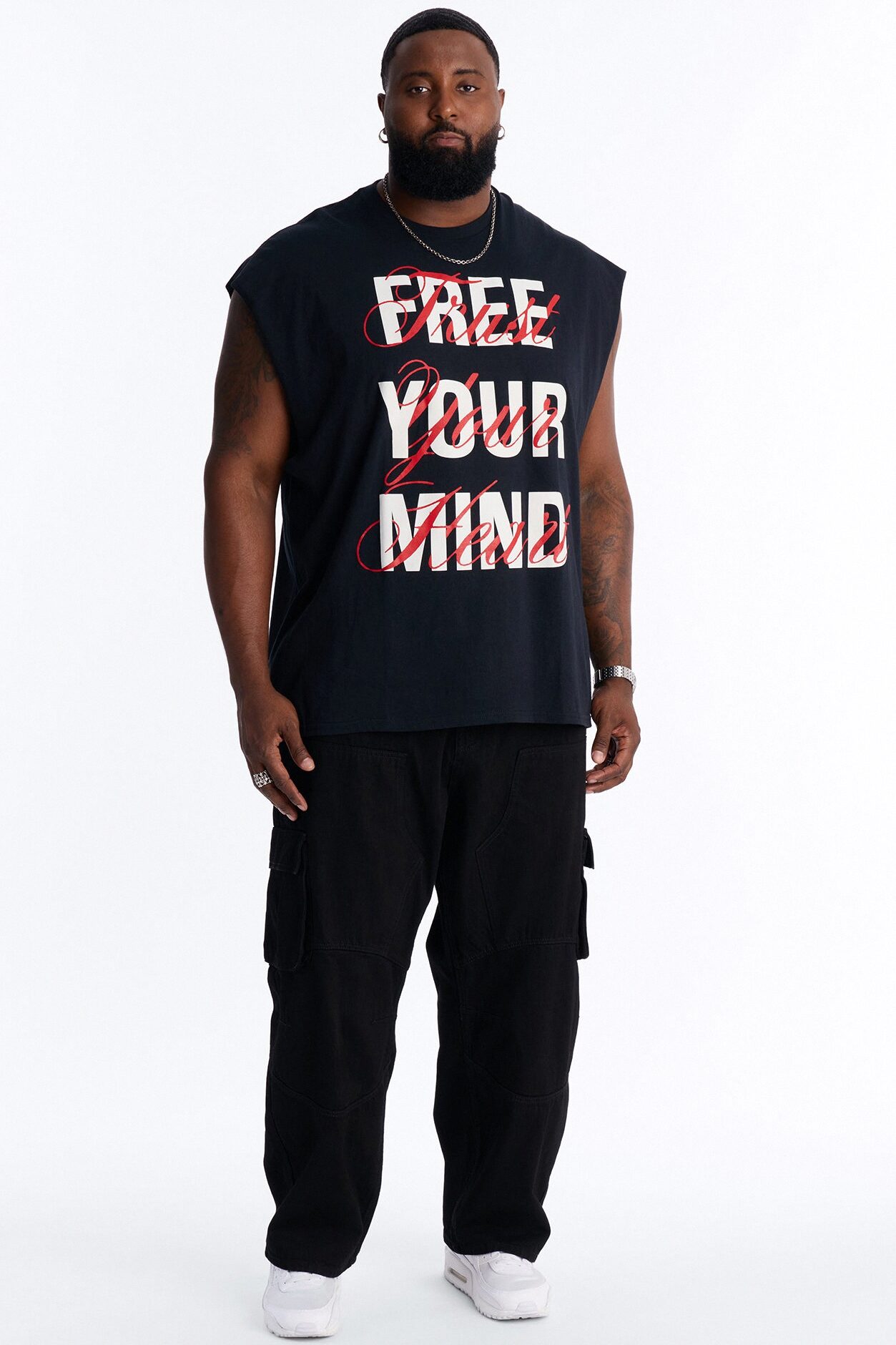 Free Your Mind Oversized Muscle Tank - Black