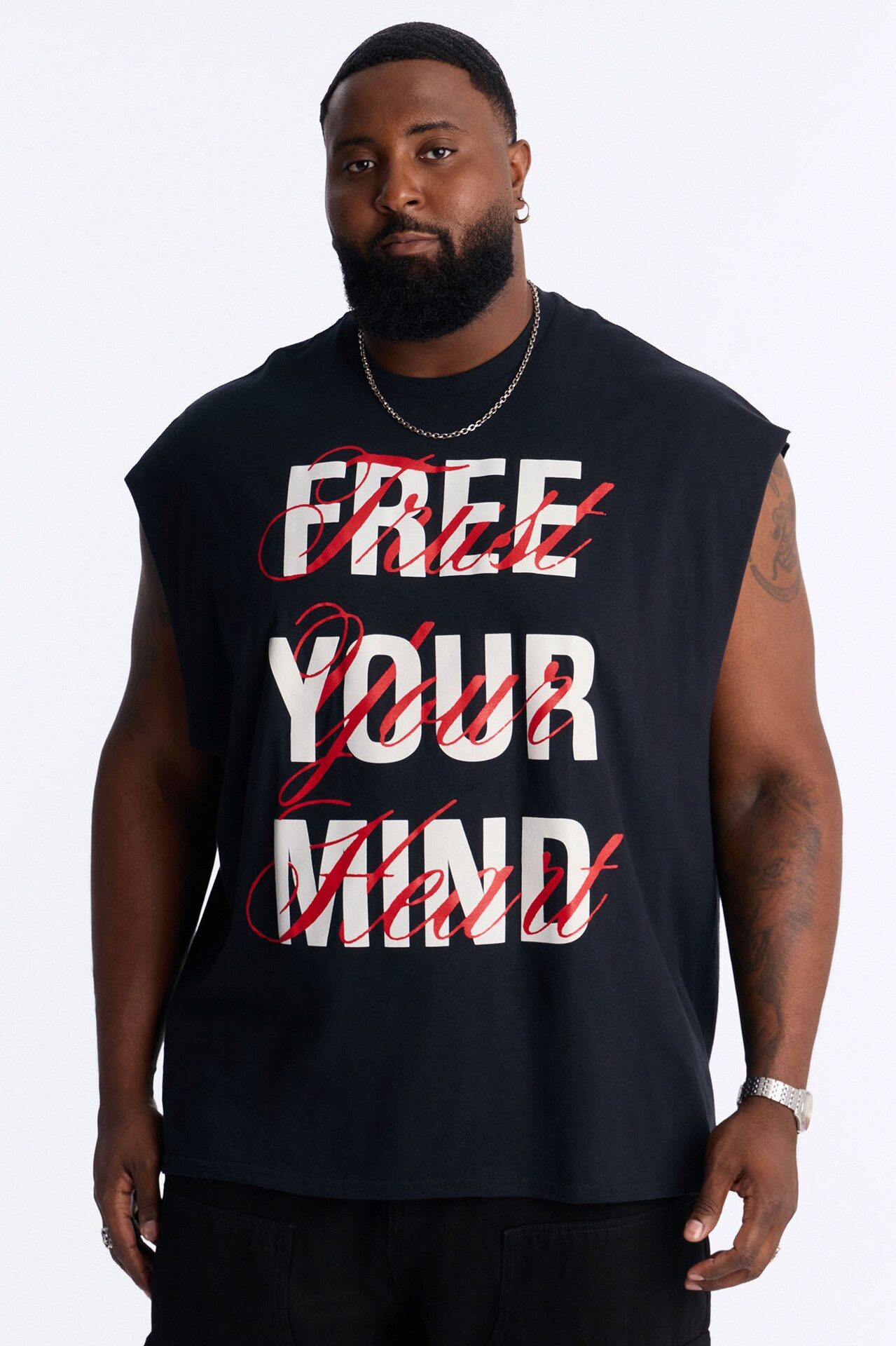 Free Your Mind Oversized Muscle Tank - Black