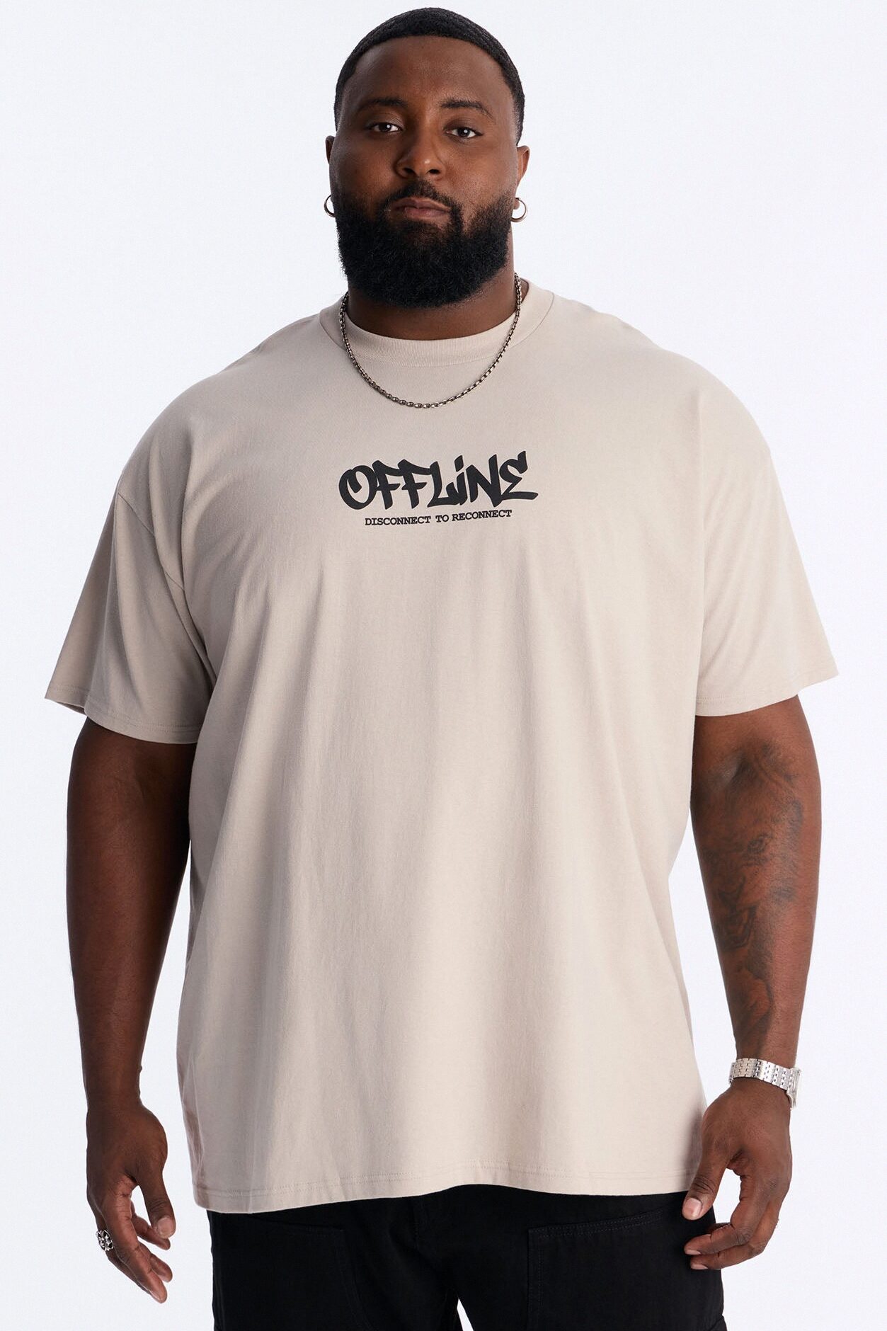 Going Offline Oversized Short Sleeve Tee - Light Grey