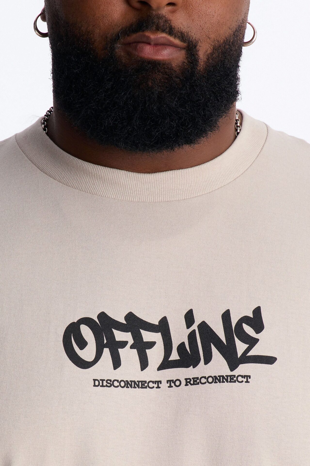 Going Offline Oversized Short Sleeve Tee - Light Grey
