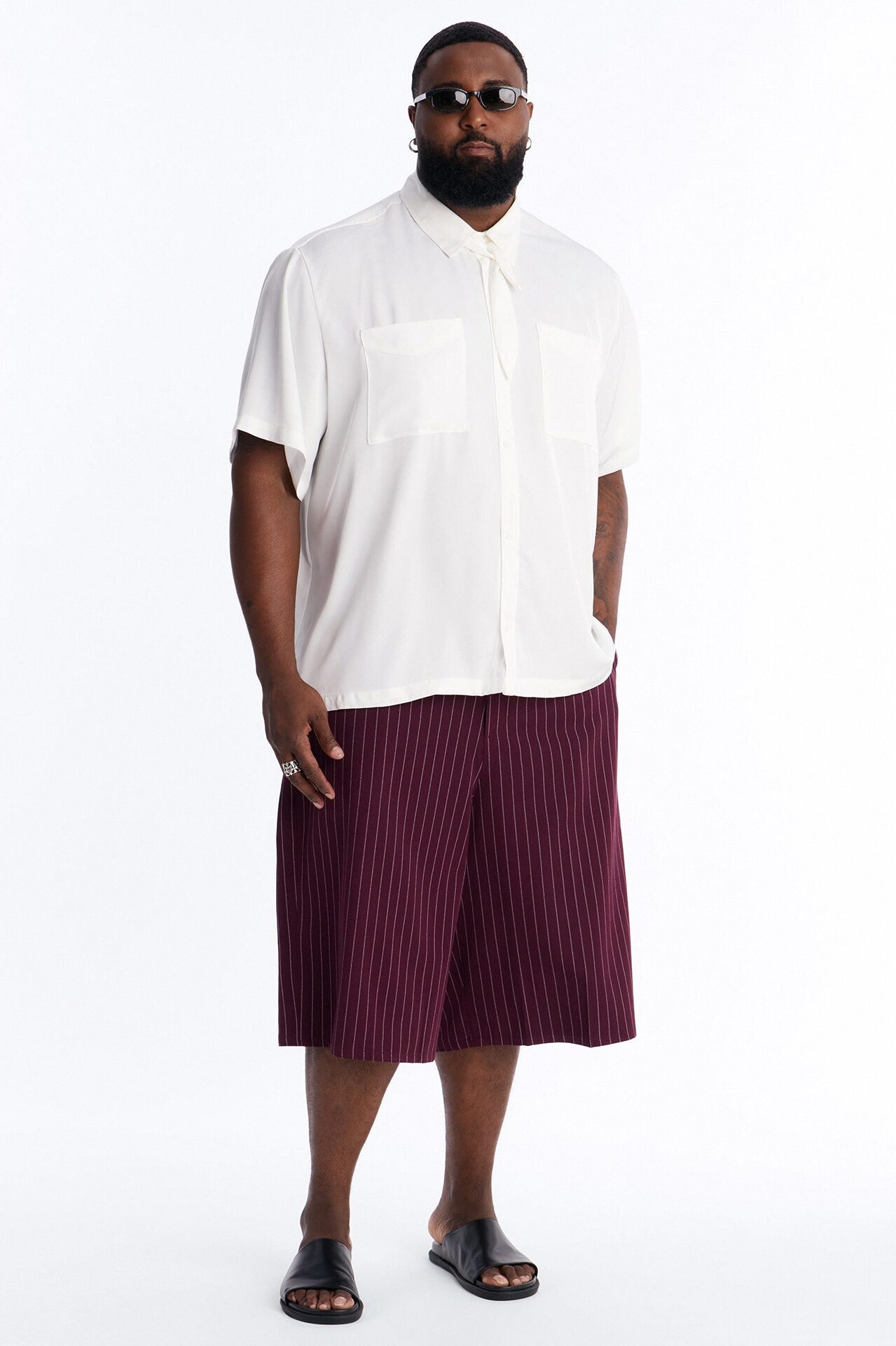 Relaxed Luxe Neckerchief Button Up Shirt - White