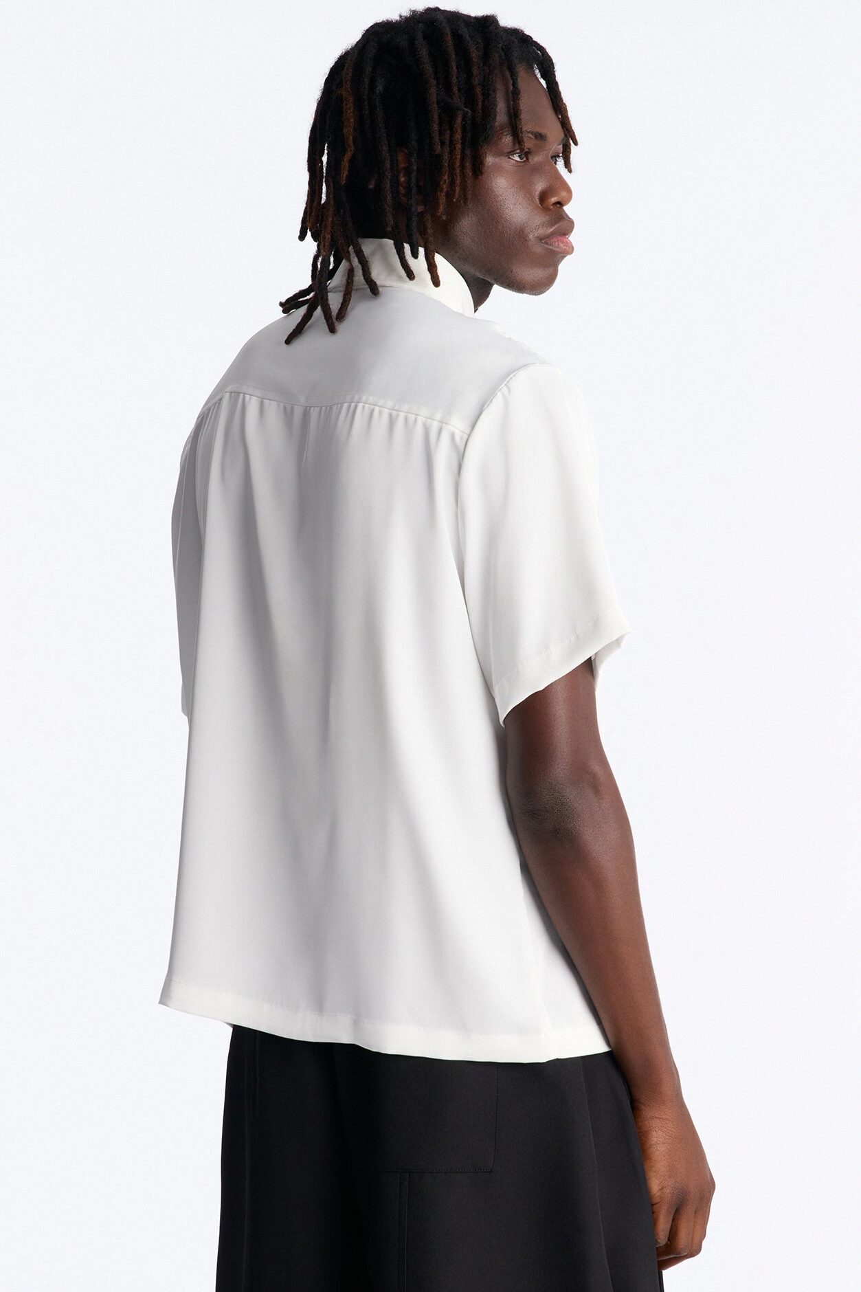Relaxed Luxe Neckerchief Button Up Shirt - White