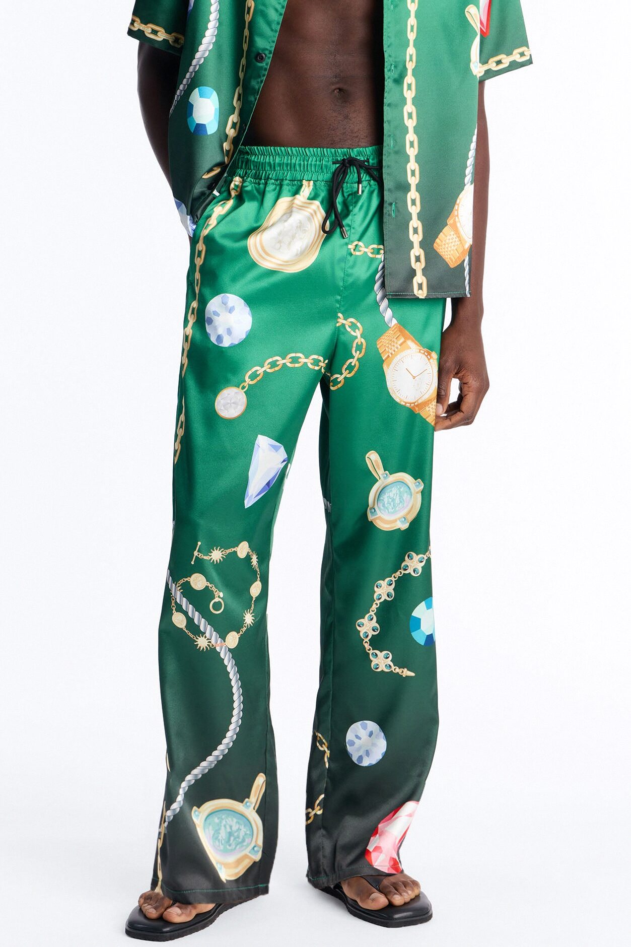 Baggy Imperial Luxe Jewel Printed Pant - Green/combo