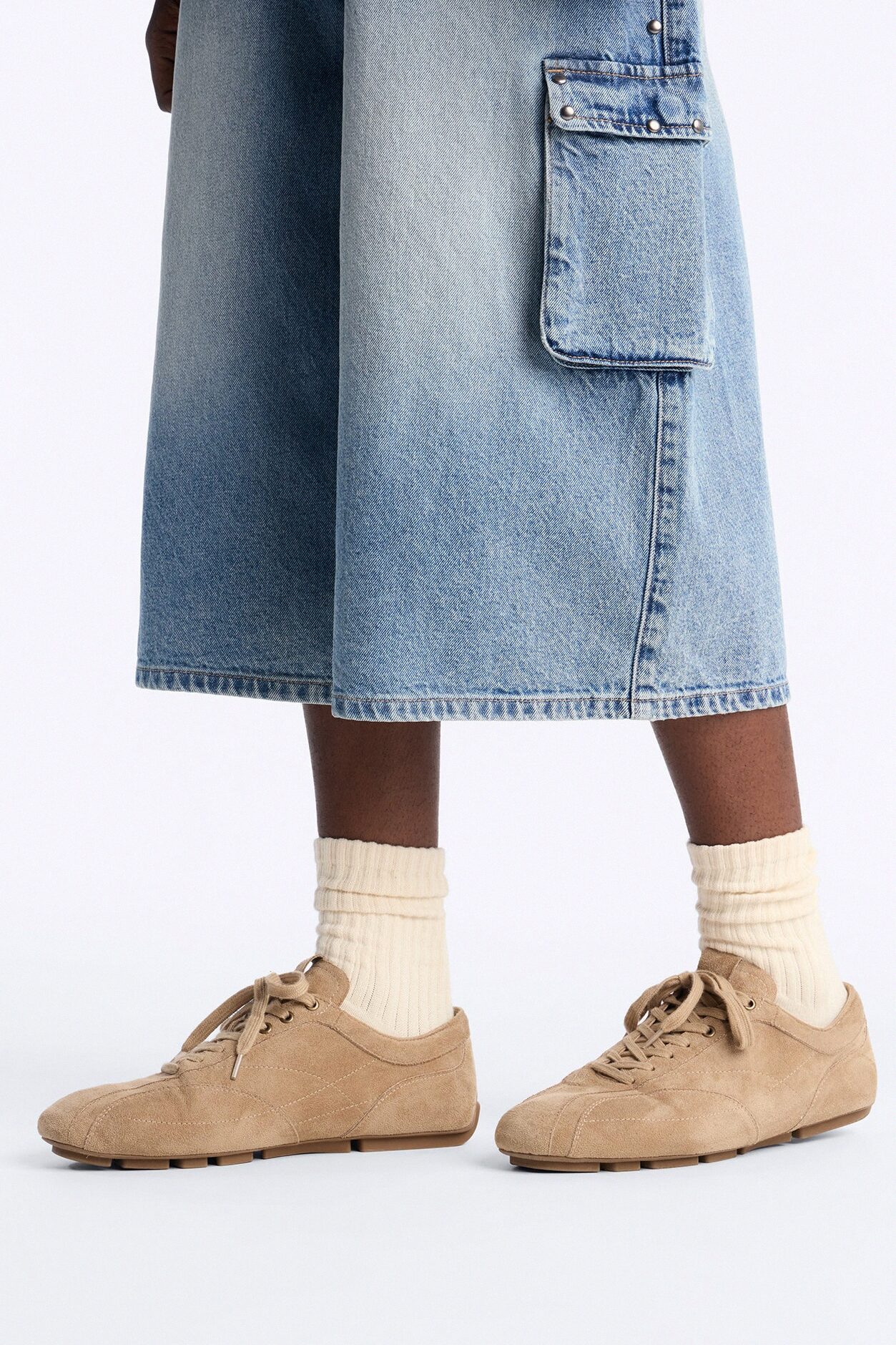 Retro Faux Suede Slim Lace Up Sneaker - Taupe