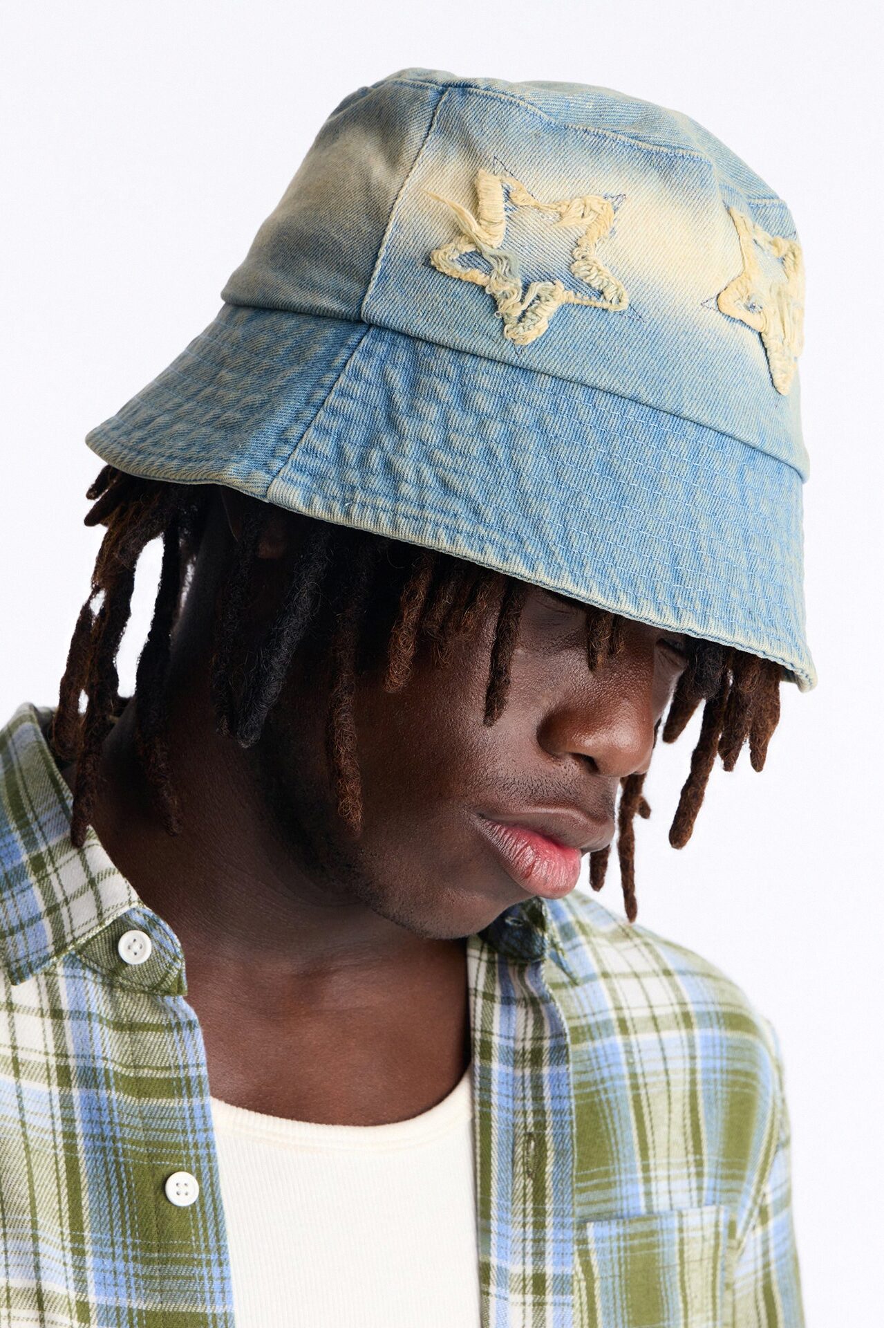 Cosmo Distress Denim Bucket Hat - Denim
