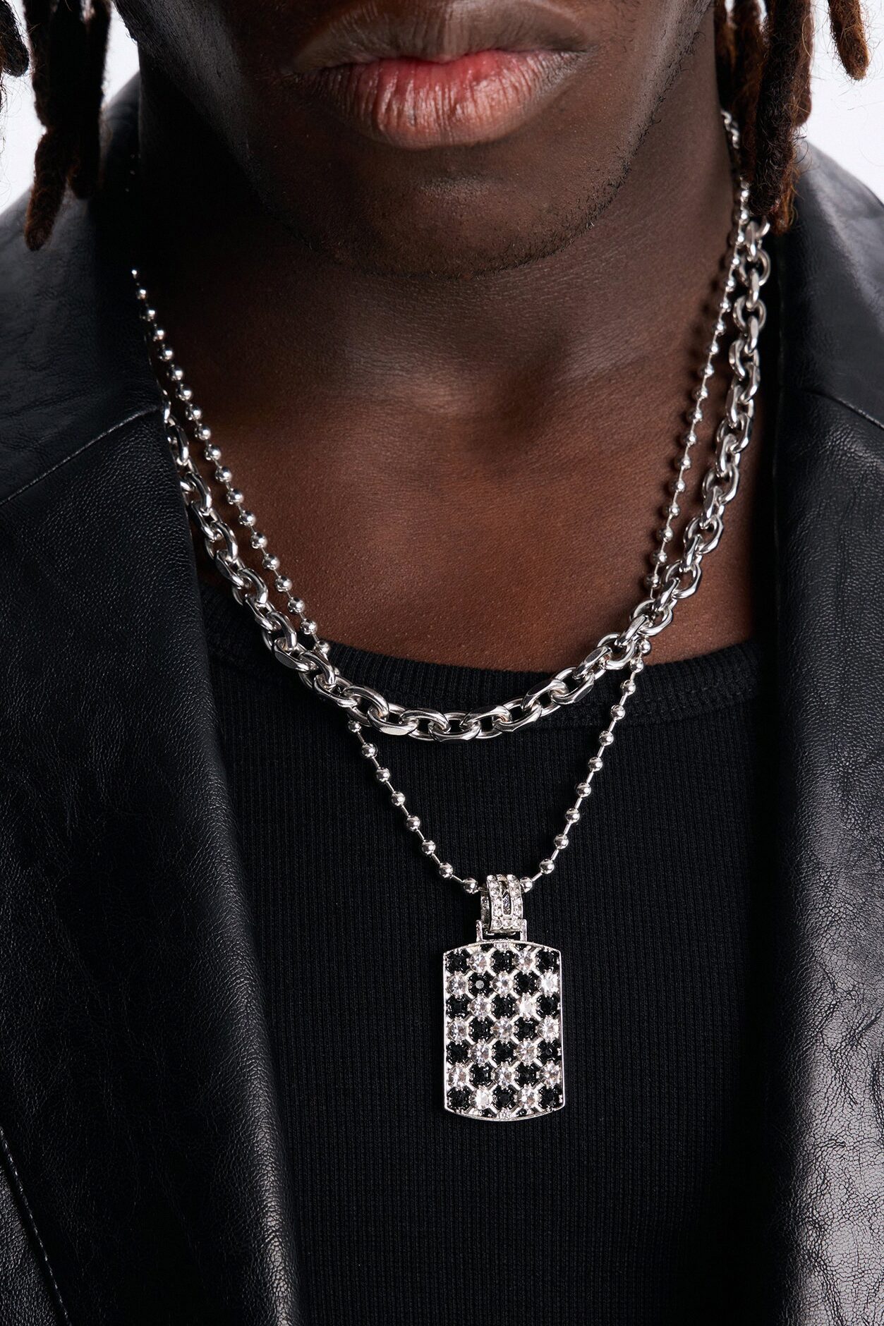 Blackout Bloom Link Chain Necklace Set - Silver