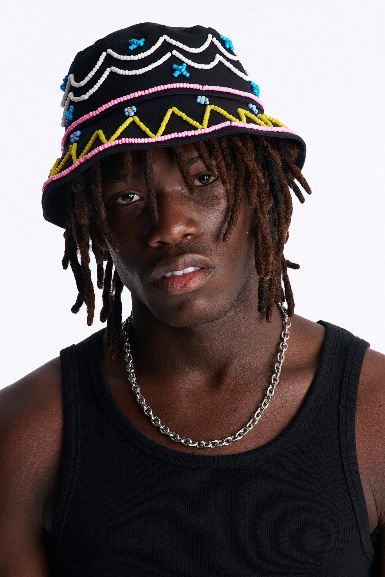 West Coast Beaded Bucket Hat - Black