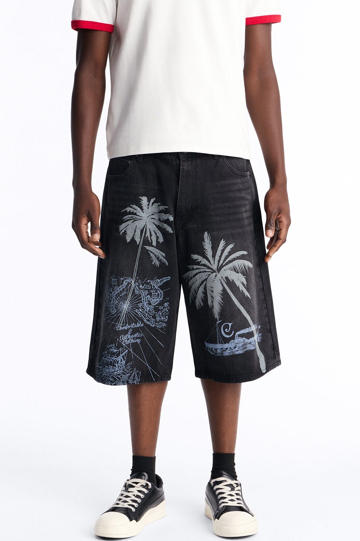 Baggy Palm Breeze Denim Short - Black Wash