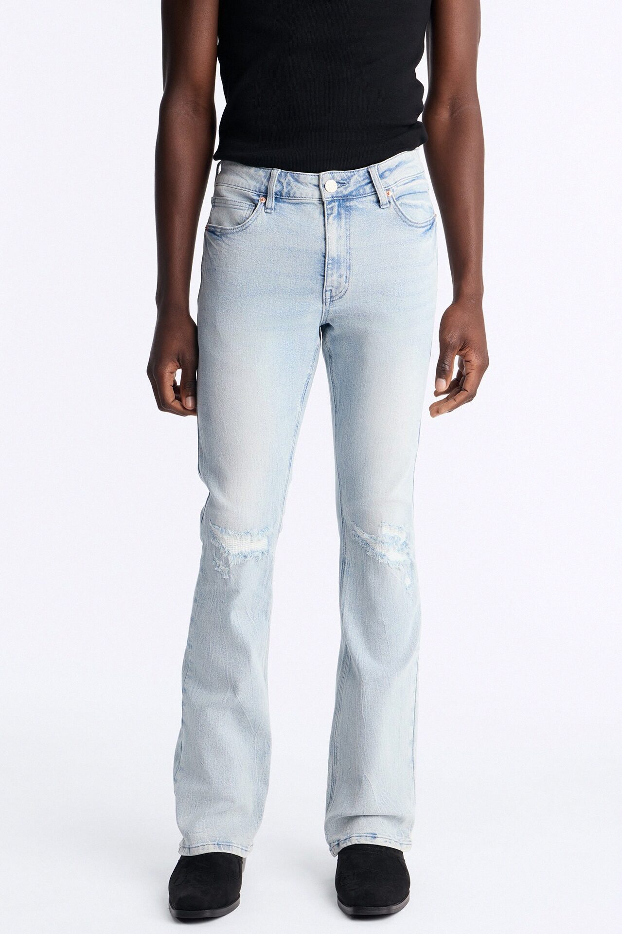Dreamy Stacked Skinny Flare Jeans - Light Blue Wash