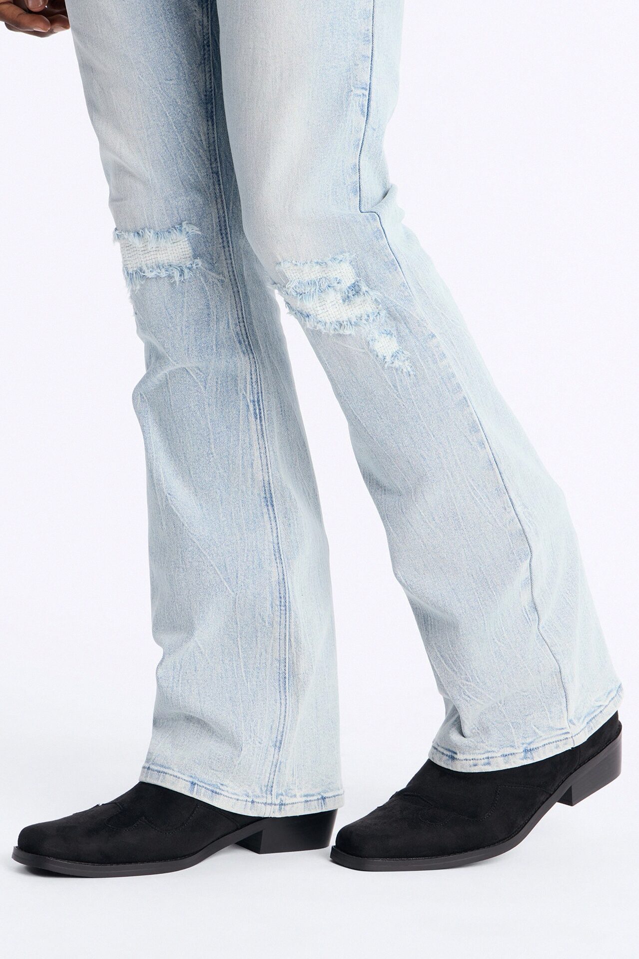 Western Faux Suede Pull On Cowboy Boots - Black