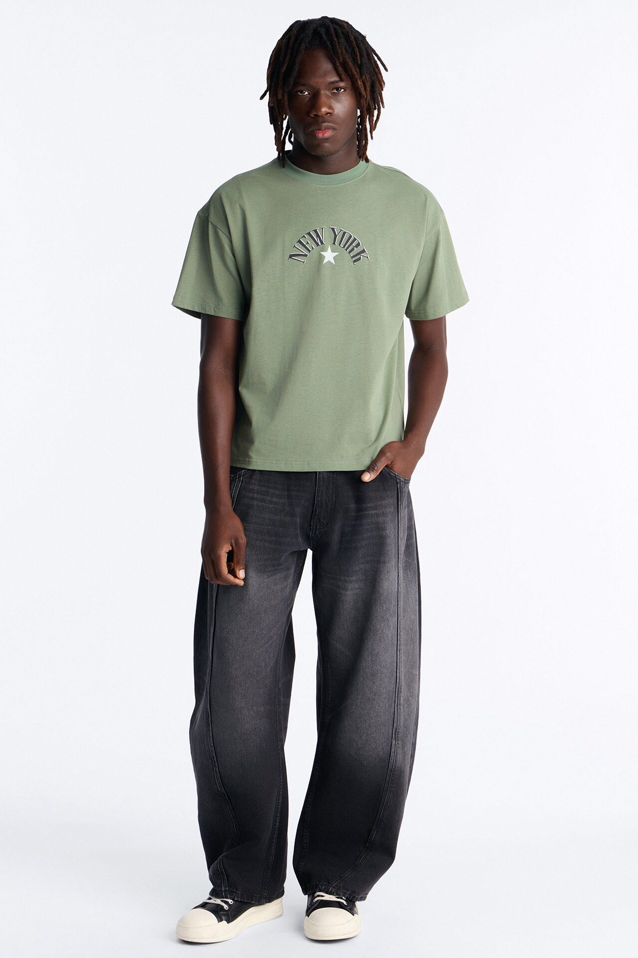 New York Heavy Weight Oversized Short Sleeve Tee - Olive