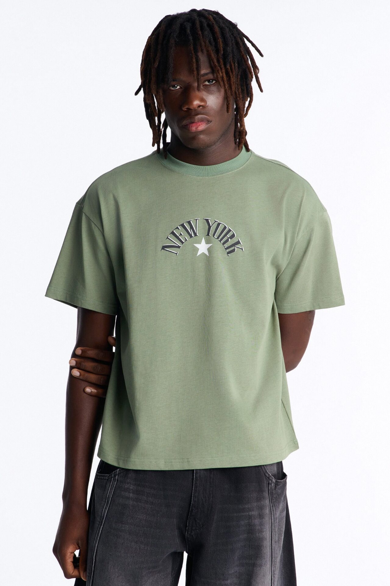 New York Heavy Weight Oversized Short Sleeve Tee - Olive