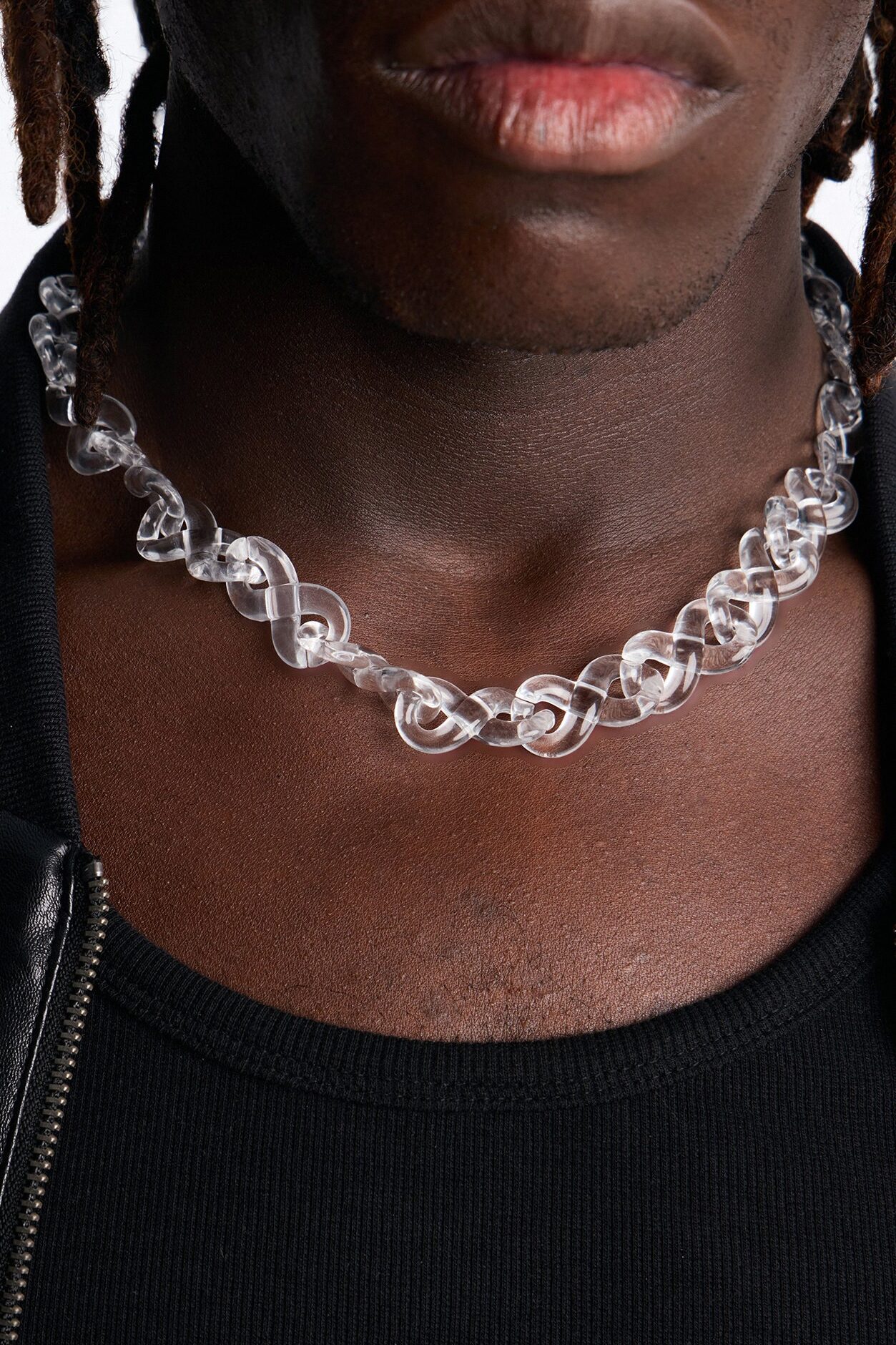 Thick Clear Infinity Chain Necklace - Clear