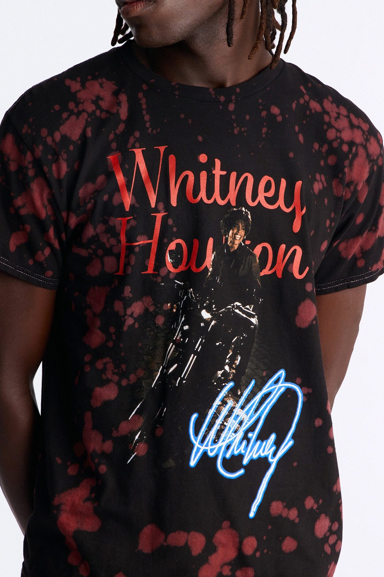 Whitney Houston Dyed Short Sleeve Tee - Black/Red