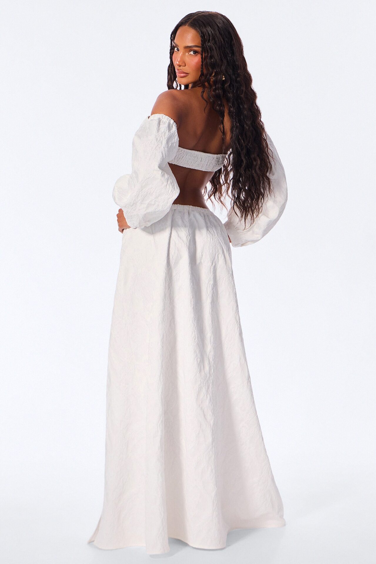 Selah Jacquard Maxi Skirt Set - White
