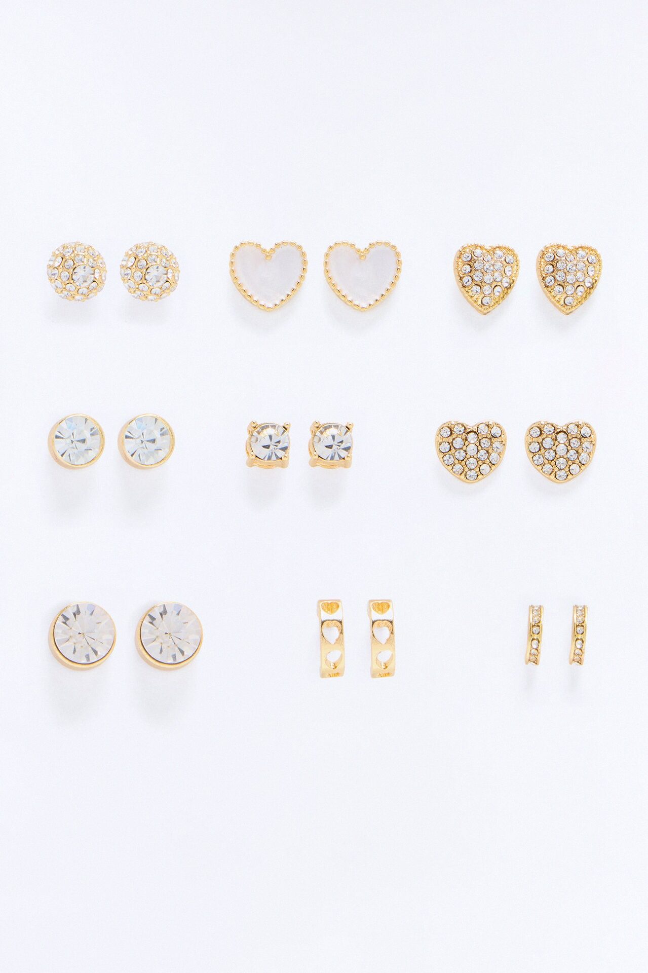 My Dainty Heart 9 Pair Multi Earrings Set - Gold/combo
