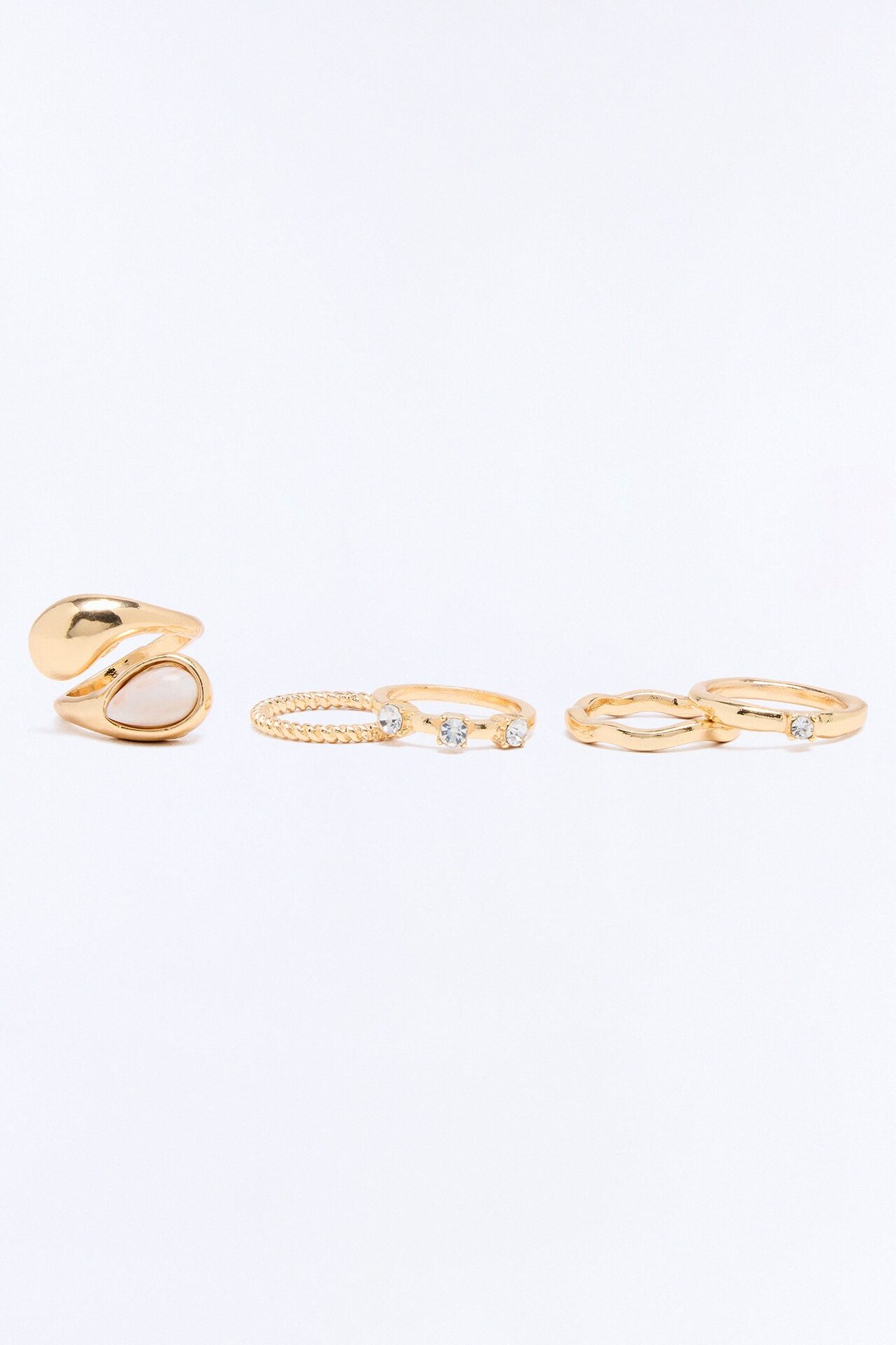 Sunlit Waves 5 Piece Ring Set - Gold