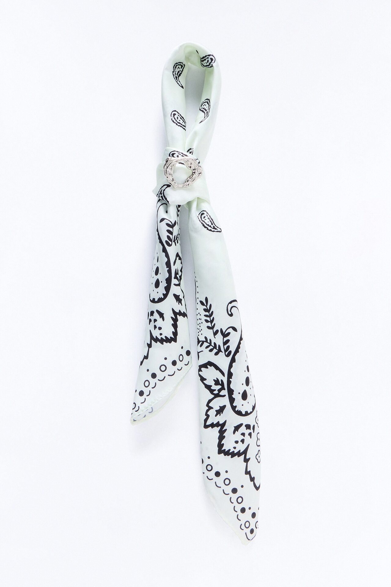 Paisley Love Head Scarf And Brooch Set - White/combo