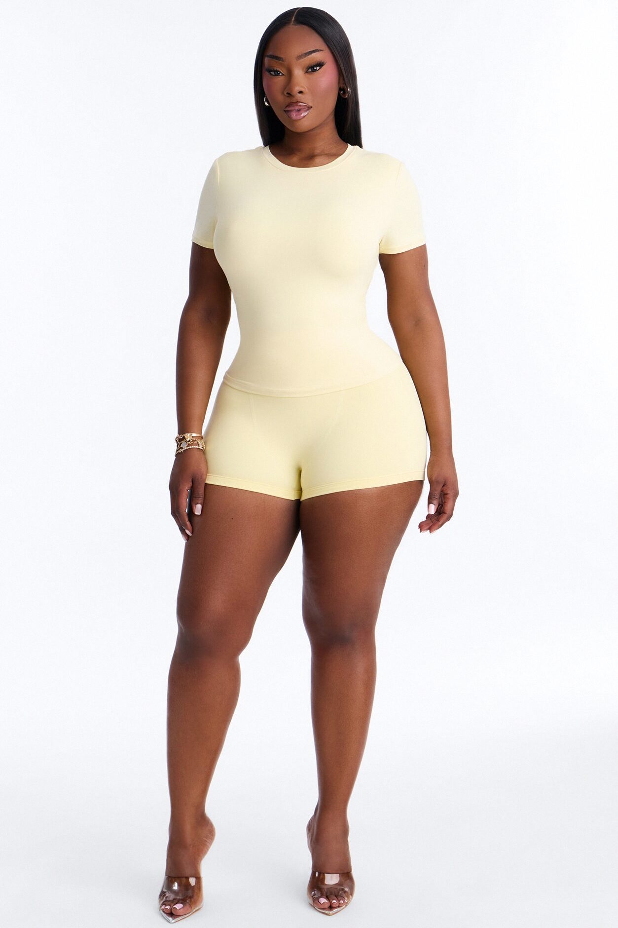 Second Skin Double Lined Short Sleeve Top - Butter Yellow