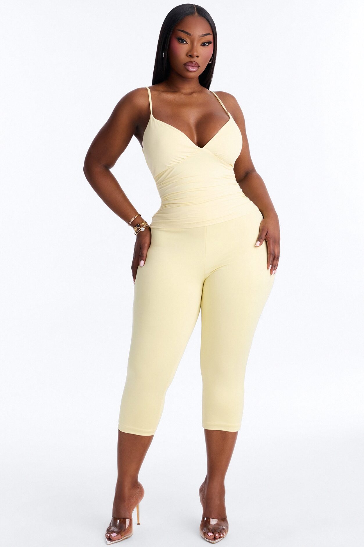 Second Skin Bra Pad V Neck Cami - Butter Yellow