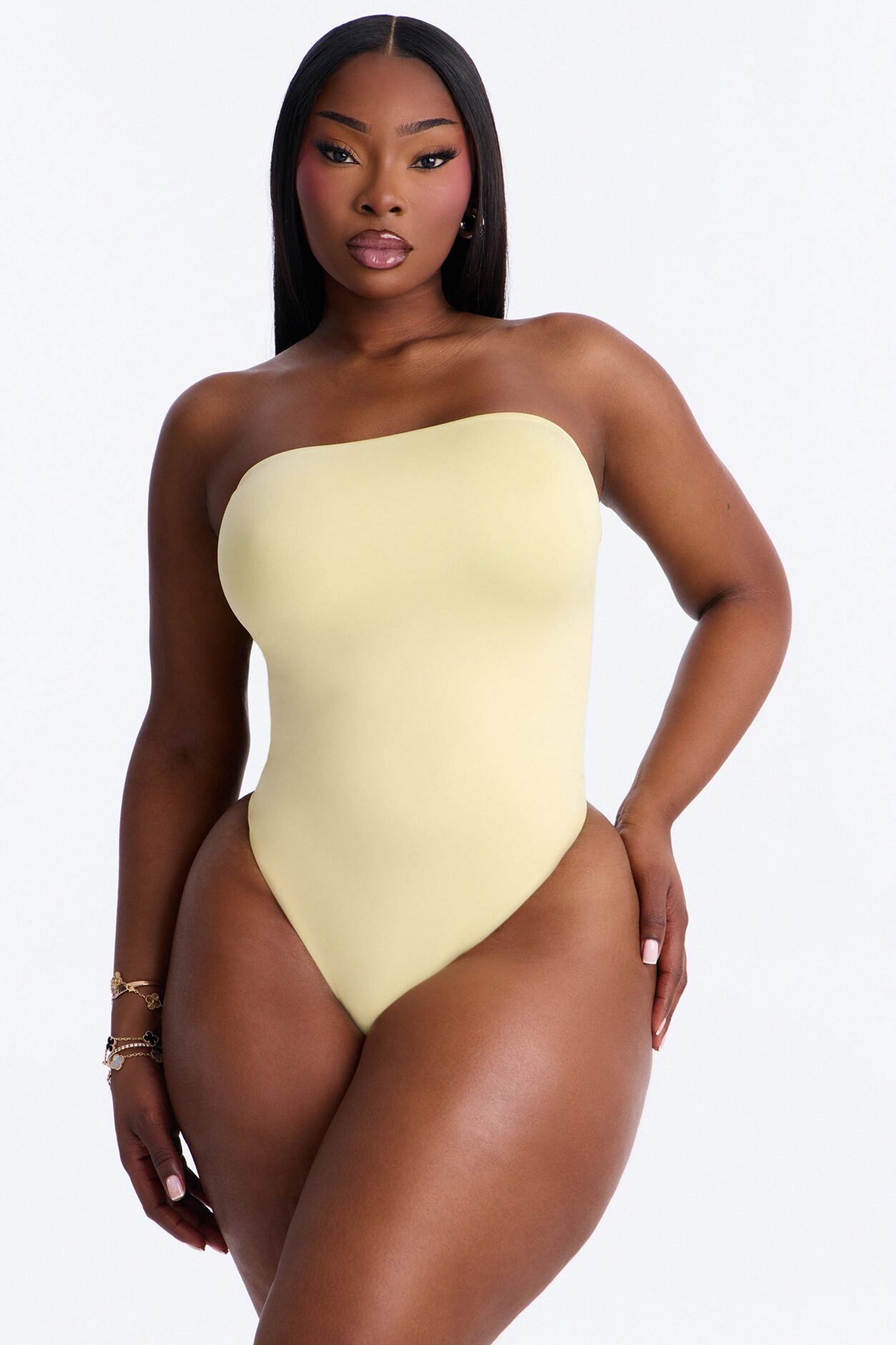 Contour Double Lined Strapless Bodysuit - Butter Yellow