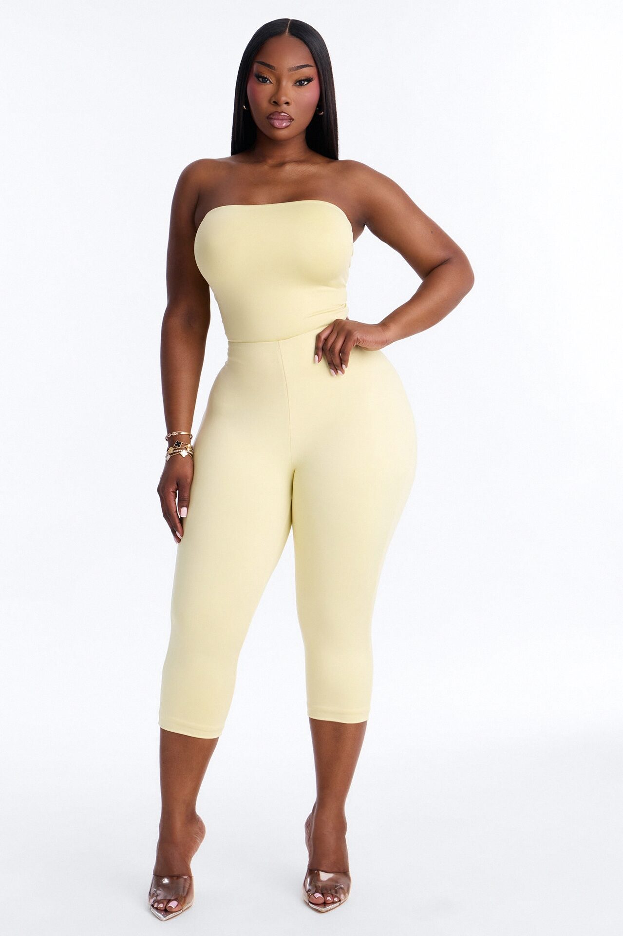 Contour Double Lined Strapless Bodysuit - Butter Yellow