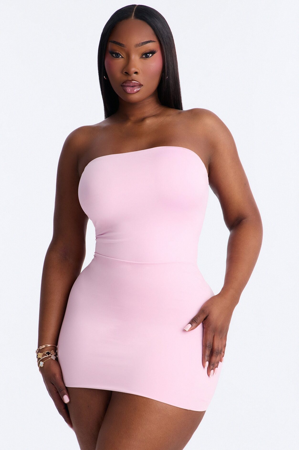 Contour Double Lined Strapless Bodysuit - Light Pink