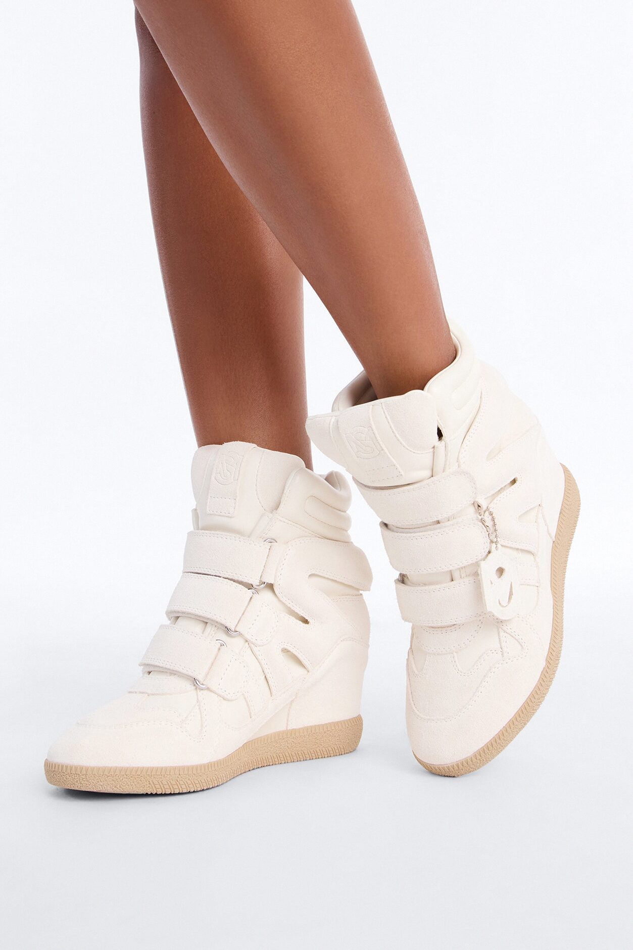 Steve Madden Mavis Suede Wedge Sneakers - White