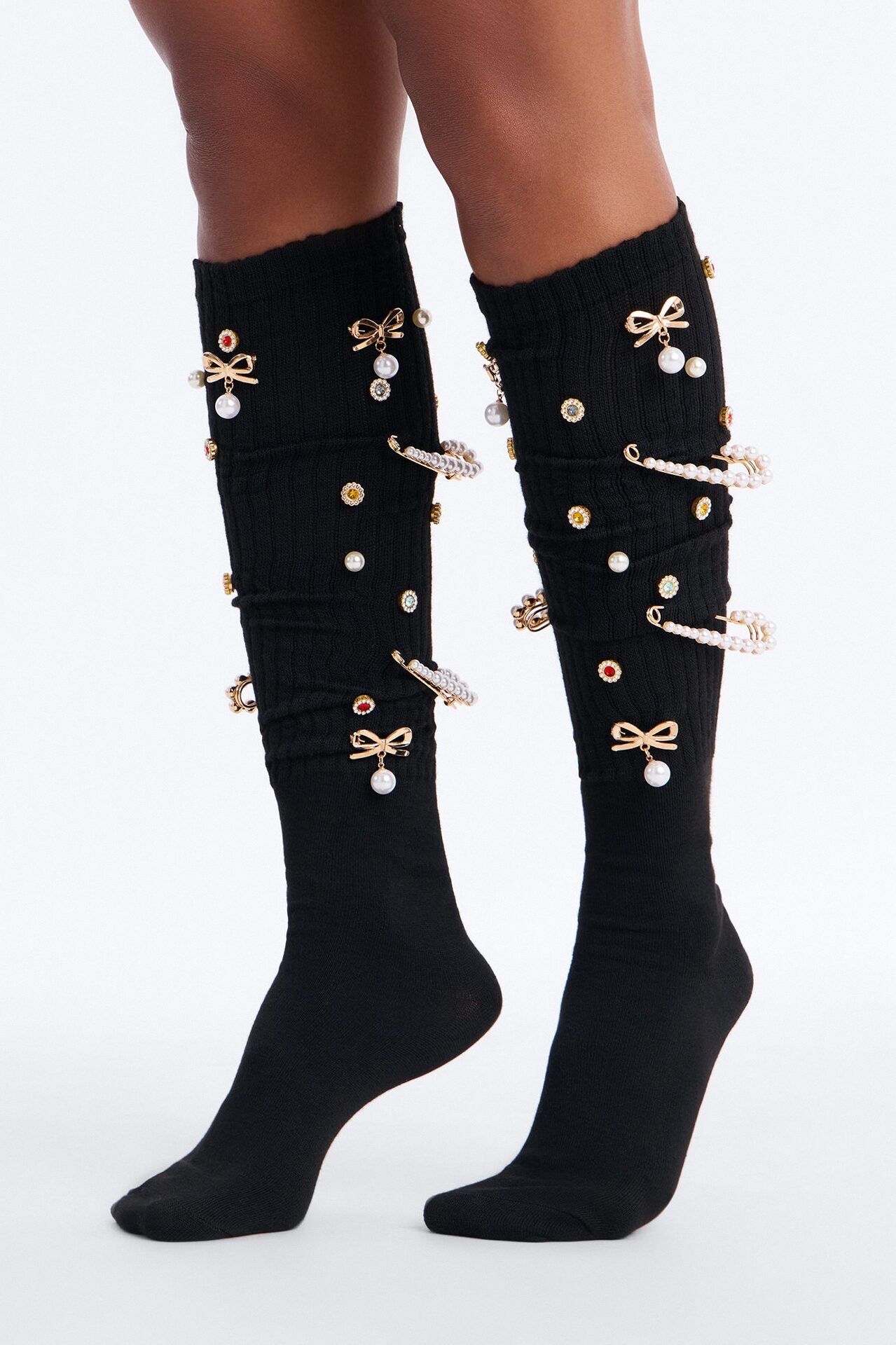 All Of Her Charm Slouchy Socks - Black