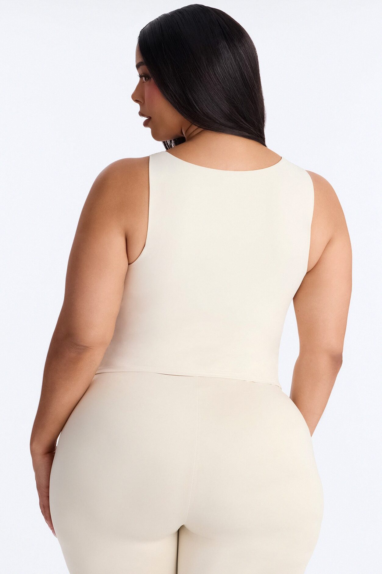Second Skin Double Lined Thin Strap Tank Top - Bone