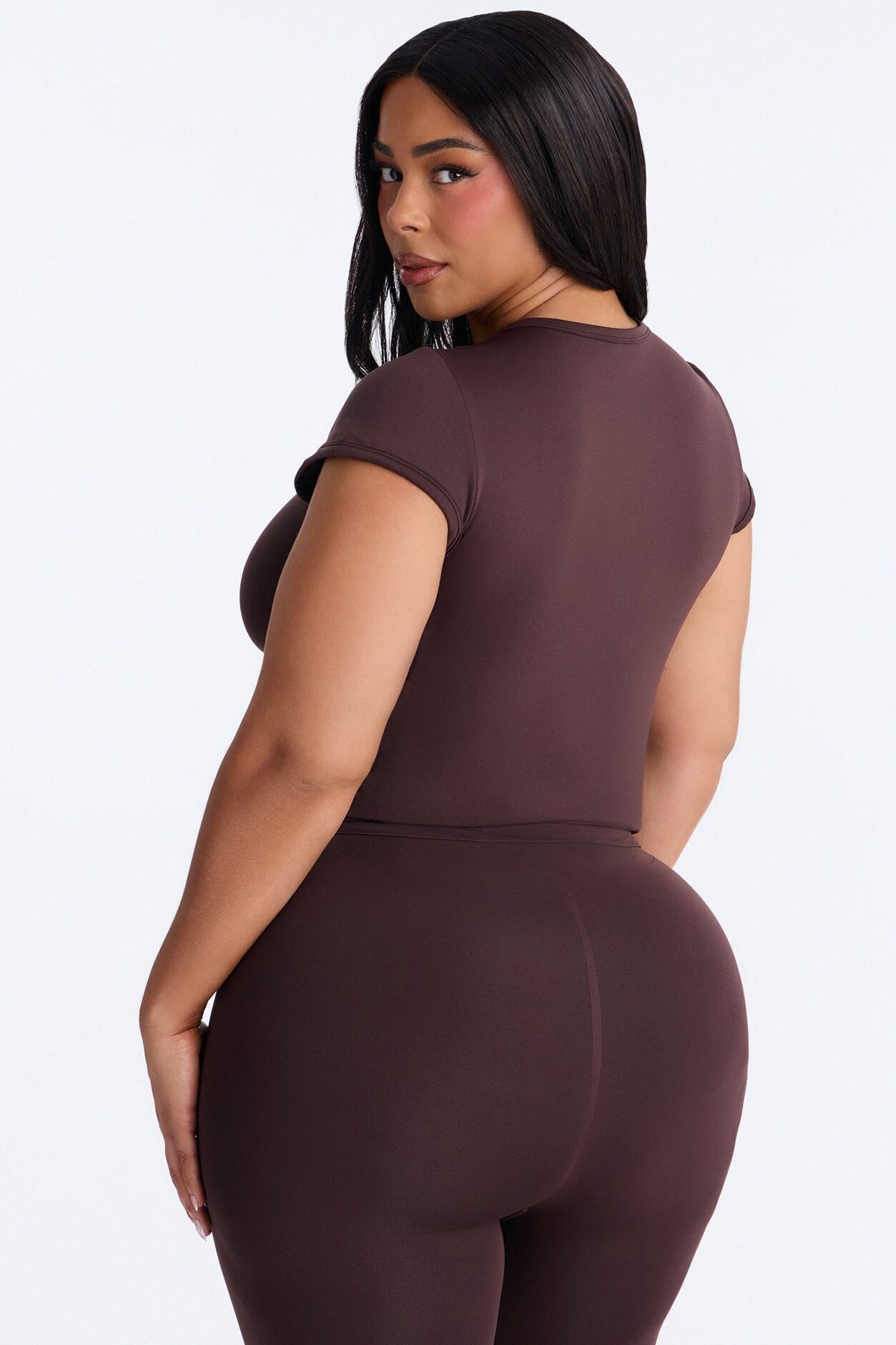 Seamless Smooth Double Lined Cap Sleeve Baby Tee - Chocolate