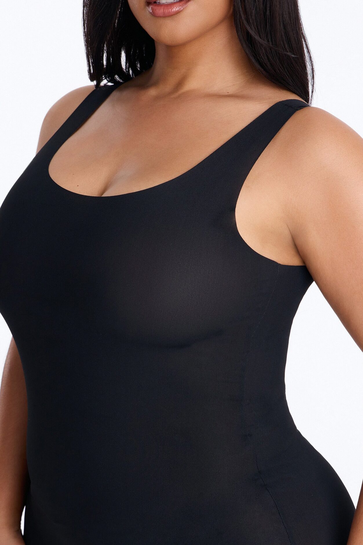 Power Mesh Low Scoop Back Sleeveless Maxi Dress - Black