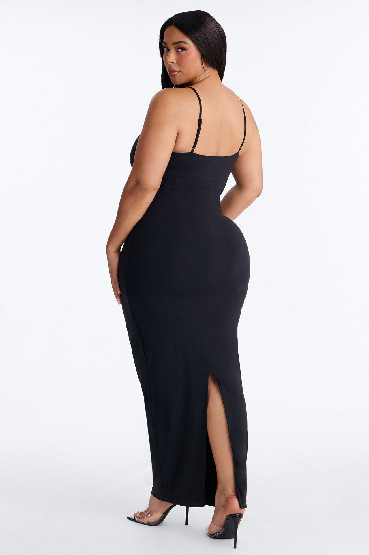 Second Skin Double Lined Scoop Neck Cami Maxi Dress - Black