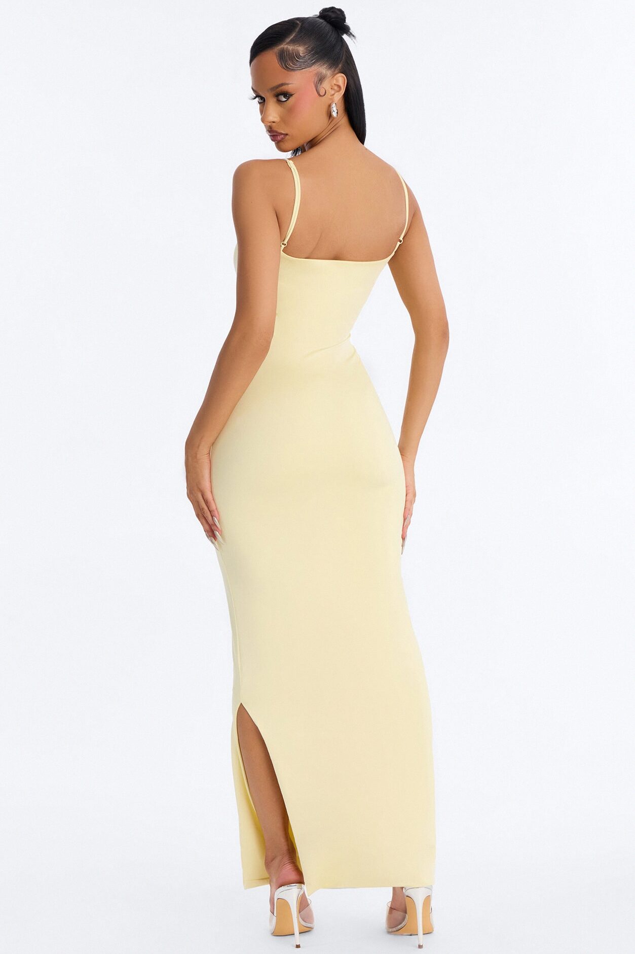 Contour Double Lined Scoop Neck Spaghetti Strap Maxi Dress - Butter Yellow