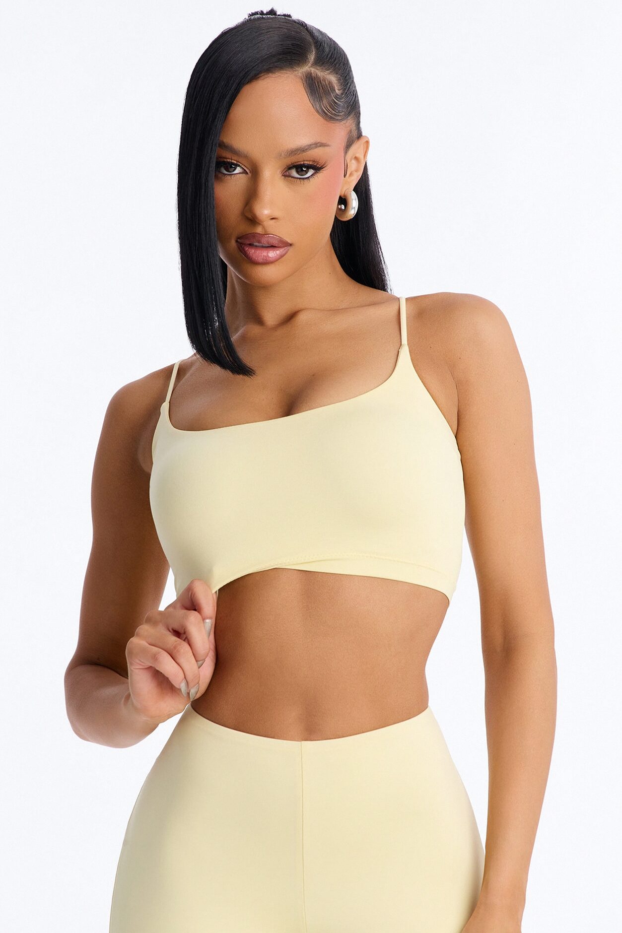 Seamless Smooth Base Layer Double Lined Cami Crop Top - Butter Yellow