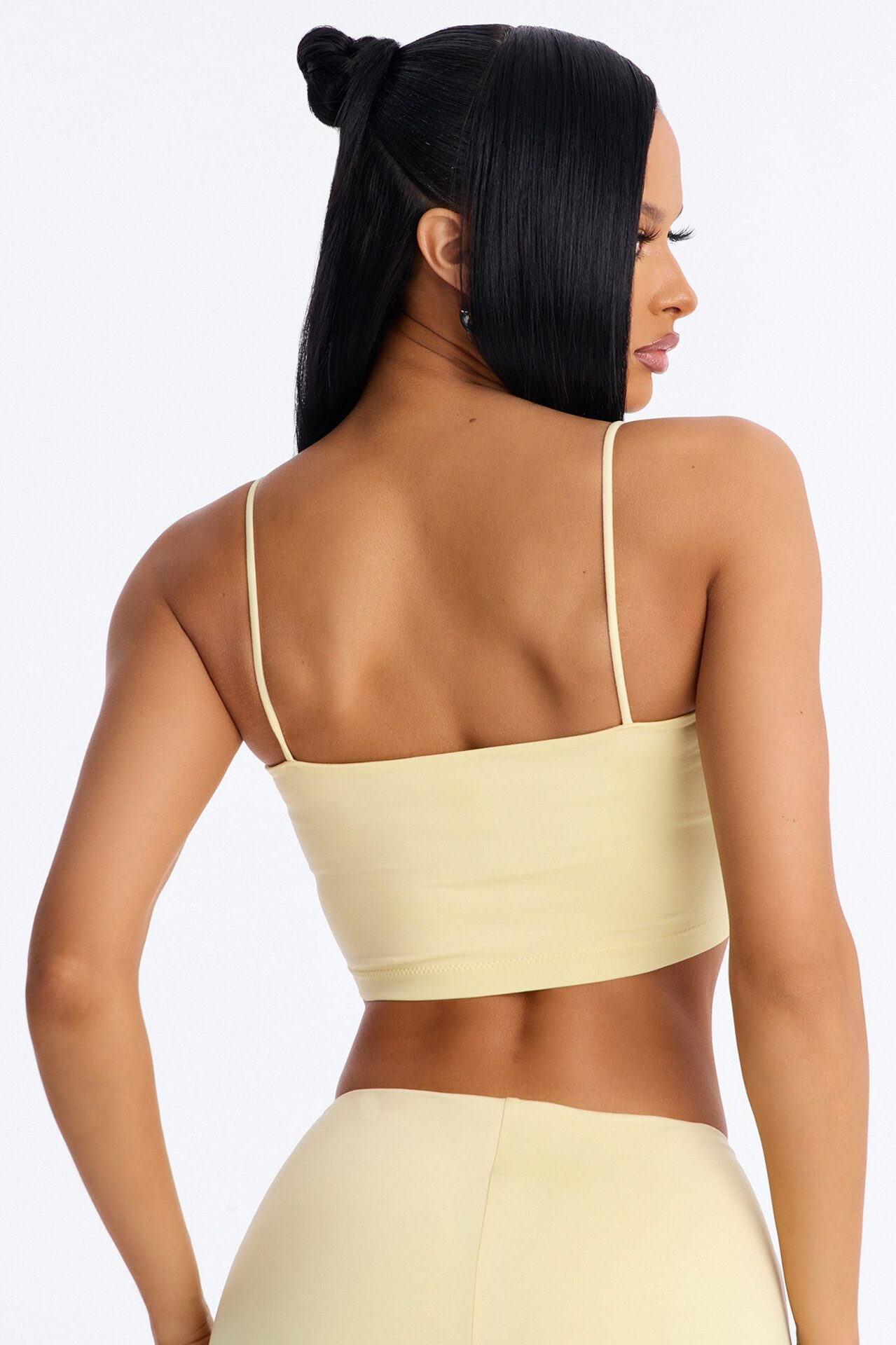 Seamless Smooth Base Layer Double Lined Cami Crop Top - Butter Yellow