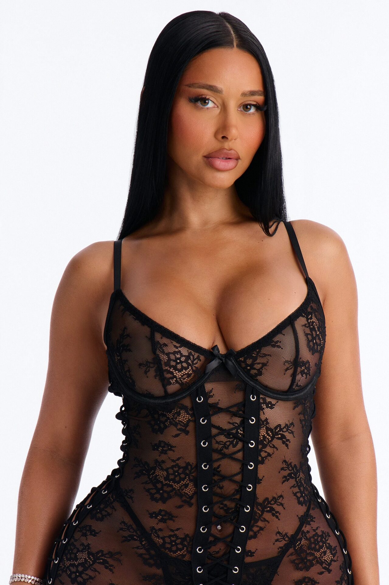 Your Perfect Match Lace Underwire Chemise - Black