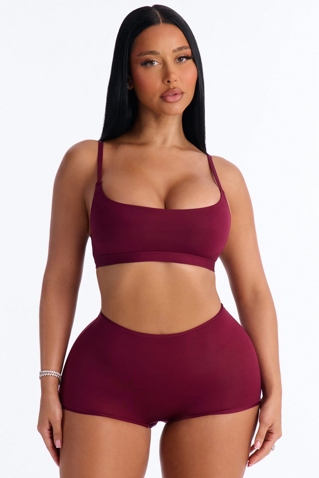 Light As A Feather Microfiber Boyshort Panty - Wine