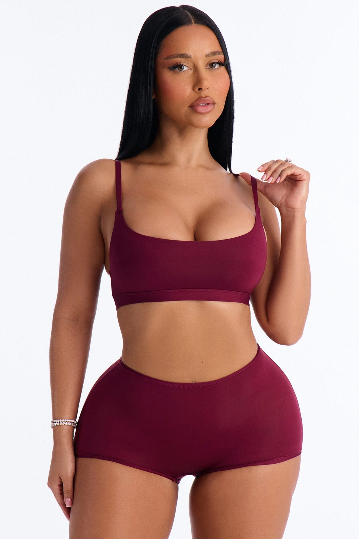 Light As A Feather Microfiber Scoop Bralette - Wine