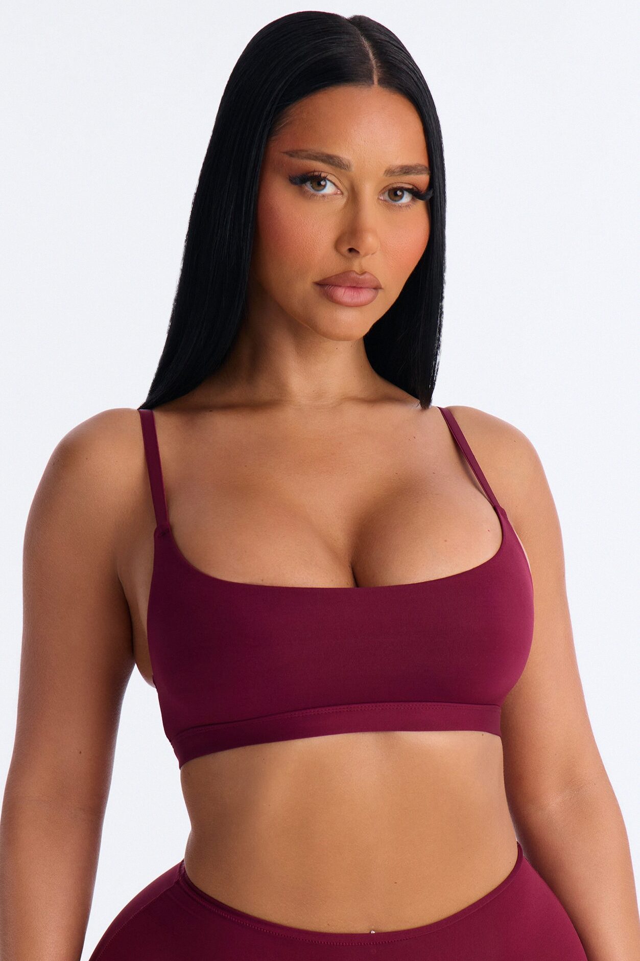 Light As A Feather Microfiber Scoop Bralette - Wine